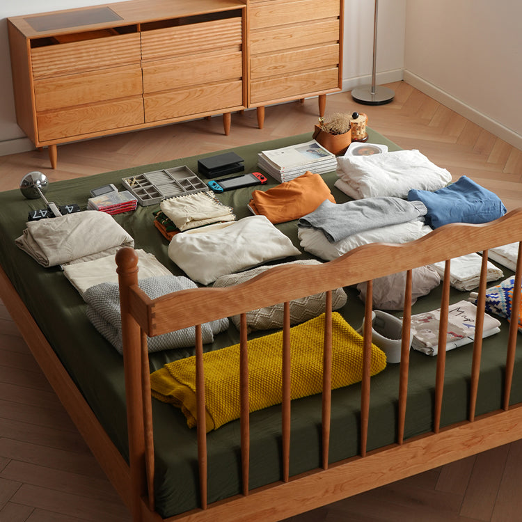 Cherry Wood Cabinet with Natural Finish and Glass Doors fyx-853