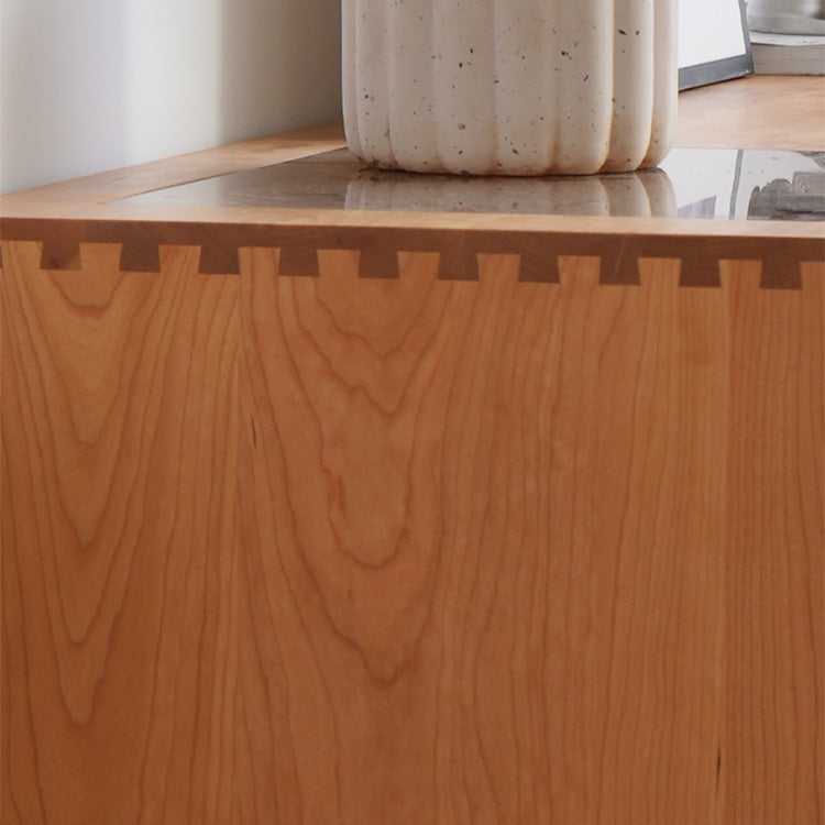 Elegant Cherry Wood Cabinet with Tempered Glass Doors fyx-854