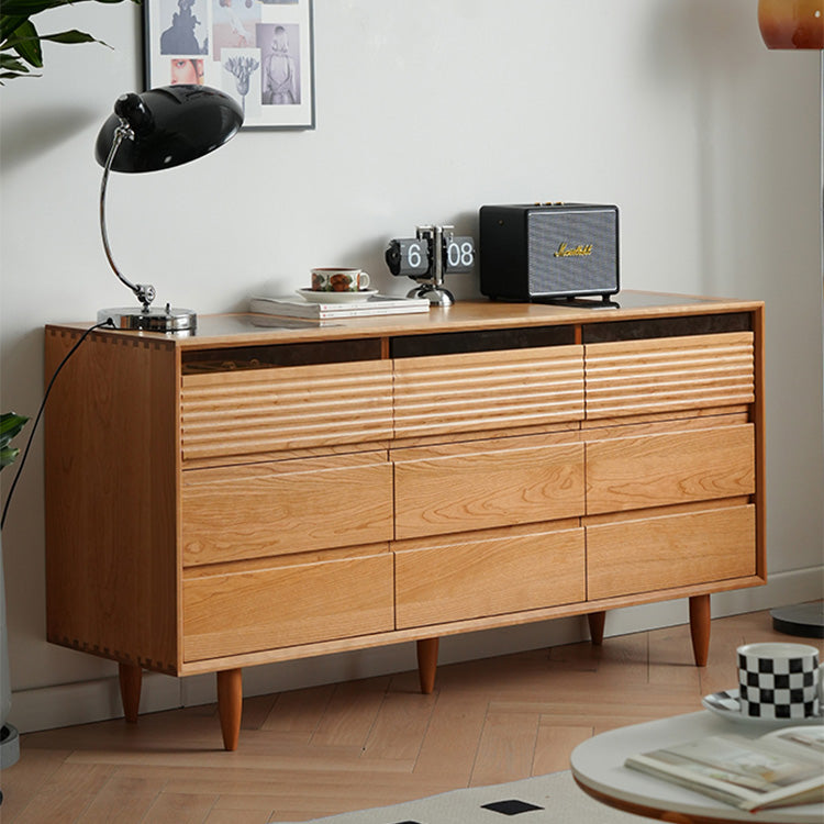 Elegant Cherry Wood Cabinet with Tempered Glass Doors fyx-854