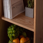 Elegant Brown Cherry and Paulownia Wood Cabinet with Glass and Metal Accents fyx-857