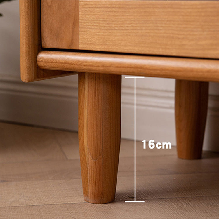 Elegant Cherry Wood Cabinet with Tempered Glass and Copper Accents fyx-861