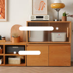 Elegant Cherry Wood & Plywood Cabinet with Glass Doors – Natural Finish fyx-863