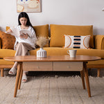 Natural Wood Tea Table - Oak, Paulownia, Copper Cherry Wood Design fyx-867