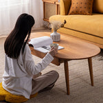 Natural Wood Tea Table - Oak, Paulownia, Copper Cherry Wood Design fyx-867