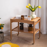 Elegant Cherry Wood Cart with Copper Accents - Natural Finish fyx-871