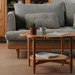 Elegant Cherry Wood & Glass Tea Table with Rattan Accents - Perfect for Any Room fyx-876