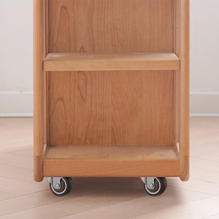 Stylish Cherry Wood Tea Table with Tempered Glass Top – Elegant Natural Finish fyx-878