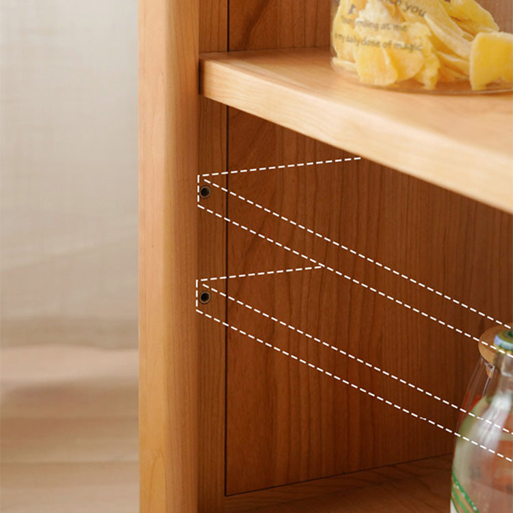 Stylish Cherry Wood Tea Table with Tempered Glass Top – Elegant Natural Finish fyx-878