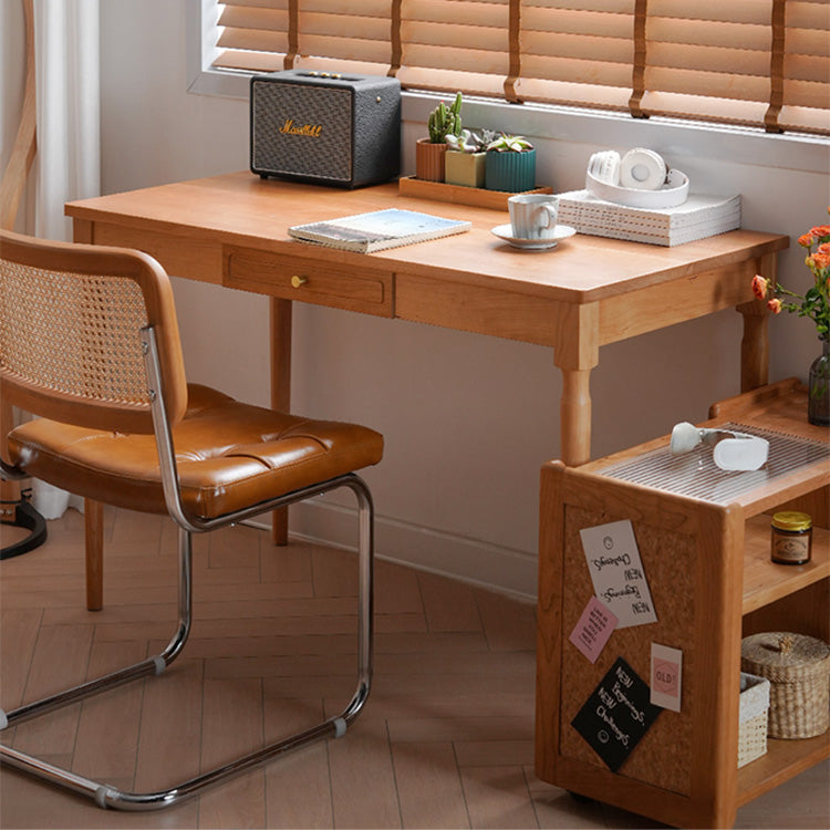 Stylish Cherry Wood Tea Table with Tempered Glass Top – Elegant Natural Finish fyx-878