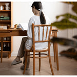 Elegant Light Brown Beech Wood Chair with Rattan Design fyx-888