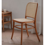Modern Beech Wood Chair with Rattan Seat - Natural Finish fyx-889