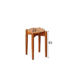 Elegant Oak Wood Stool with Light Grey Cushion - Natural and Comfortable Seating fyx-891