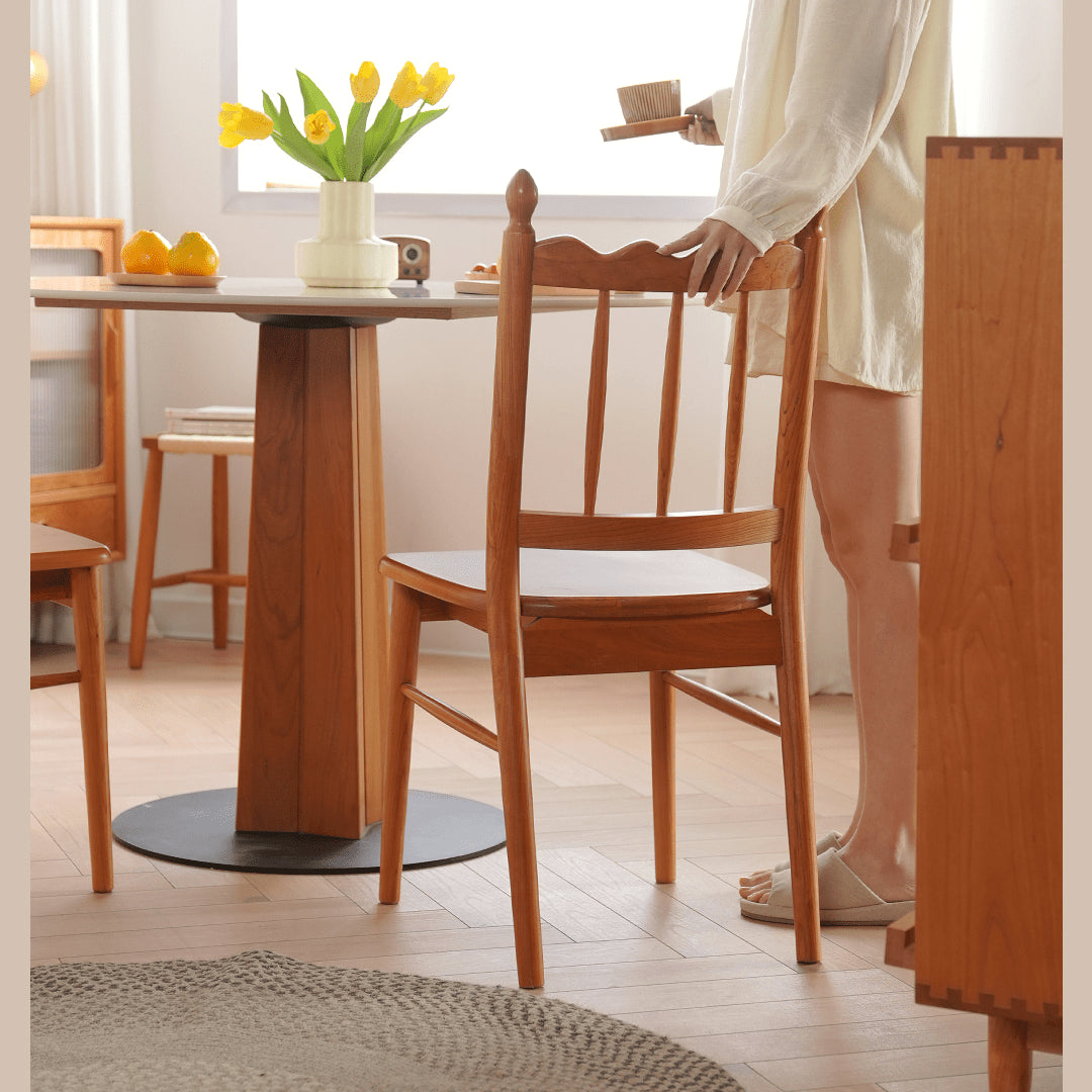 Elegant Natural Wood Chair in Rich Cherry Finish fyx-895