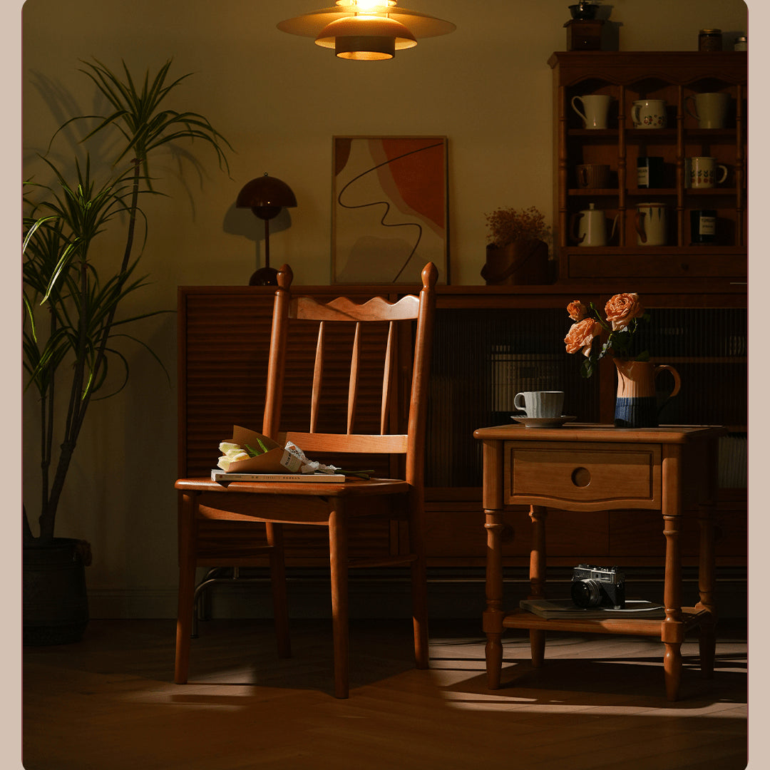 Elegant Natural Wood Chair in Rich Cherry Finish fyx-895