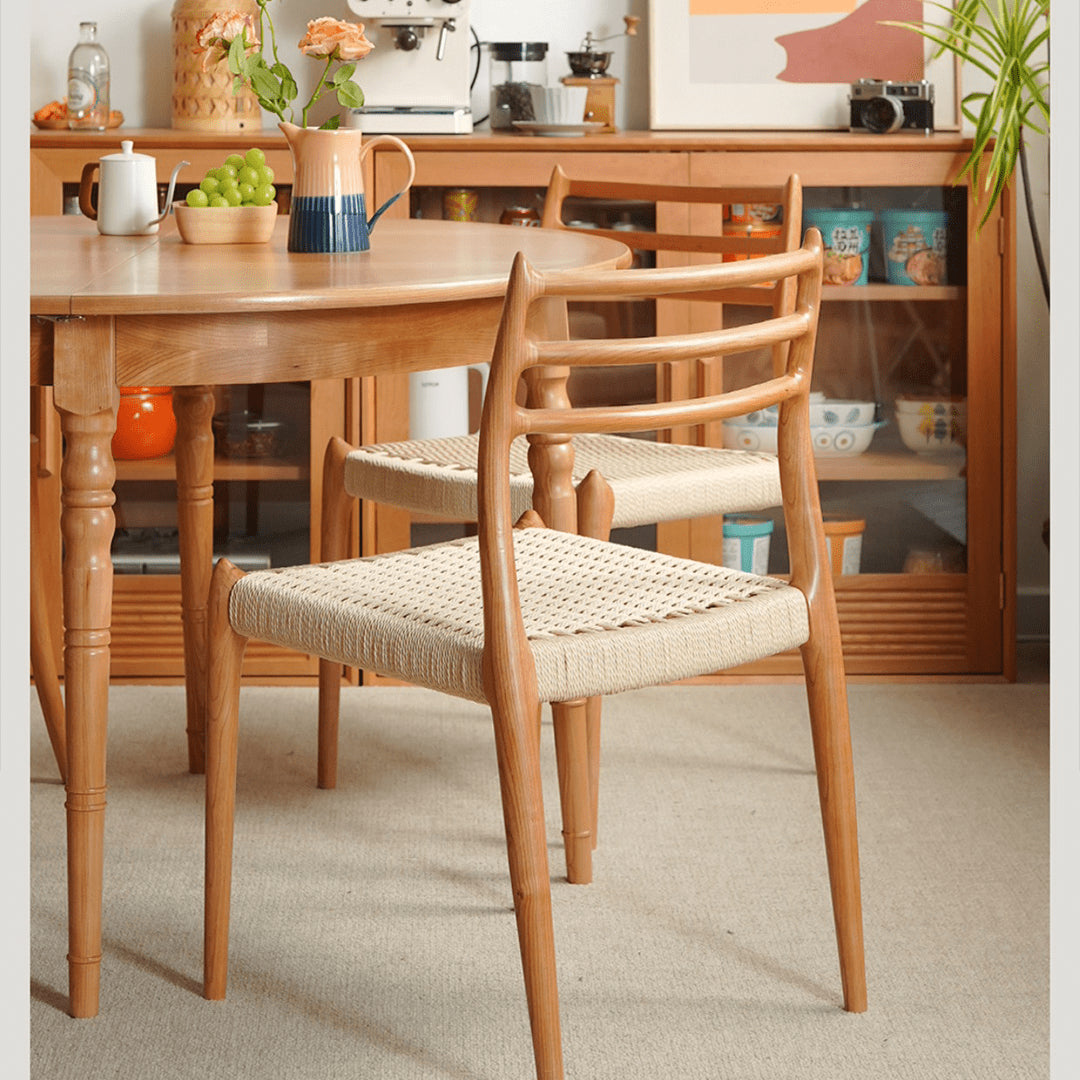 Natural Cherry Wood Chair, Kraft Paper Accent - Elegant & Durable Furniture fyx-897