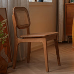 Elegant Cherry Wood and Rattan Chair - Natural Finish fyx-898