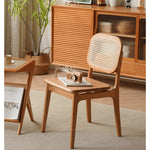 Elegant Cherry Wood and Rattan Chair - Natural Finish fyx-898