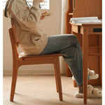 Elegant Cherry Wood and Rattan Chair - Natural Finish fyx-898