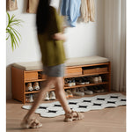 Cherry Wood Cabinet with Foam and Corduroy Accents - Elegant Natural Finish fyx-899