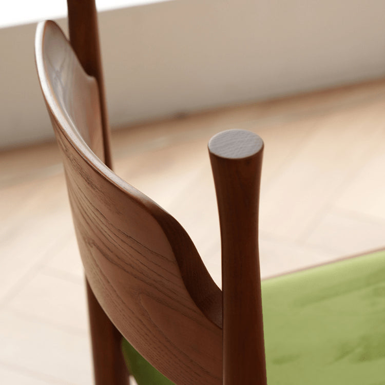 Elegant Velvet Ash Wood Chair with Soft Foam Padding - Green & Brown fyx-900