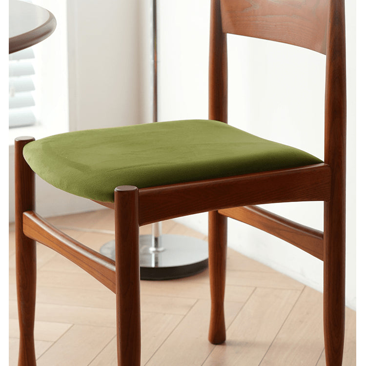 Elegant Velvet Ash Wood Chair with Soft Foam Padding - Green & Brown fyx-900