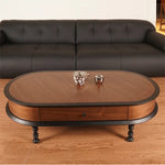 Stylish Ash Wood Coffee Table with Storage - Modern Oval Design for Living Room fzgf-3102