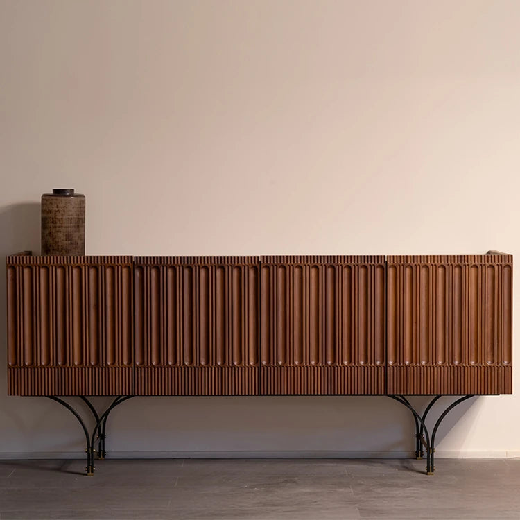 Stylish Boxwood Cabinet with Unique Ribbed Design - Perfect for Modern Interiors fzgf-3104