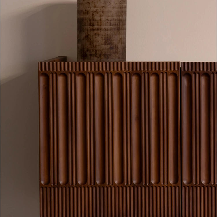 Stylish Boxwood Cabinet with Unique Ribbed Design - Perfect for Modern Interiors fzgf-3104