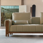 Stylish Black Walnut Faux Leather Sofa with Plush Cushions for Modern Living Rooms fzgf-3106