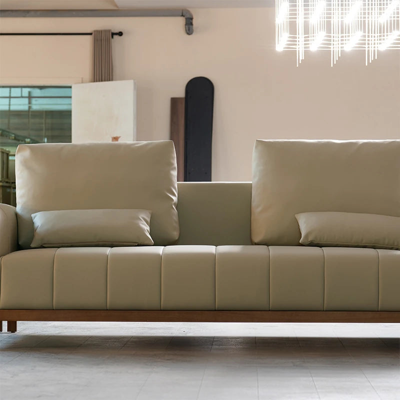 Stylish Black Walnut Faux Leather Sofa with Plush Cushions for Modern Living Rooms fzgf-3106