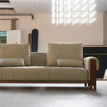 Stylish Black Walnut Faux Leather Sofa with Plush Cushions for Modern Living Rooms fzgf-3106