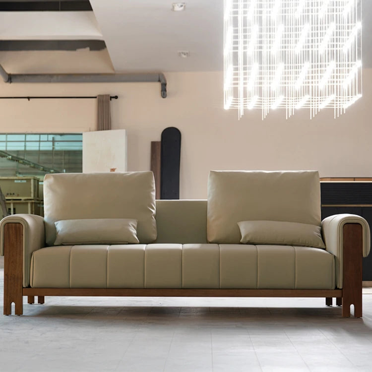 Stylish Black Walnut Faux Leather Sofa with Plush Cushions for Modern Living Rooms fzgf-3106