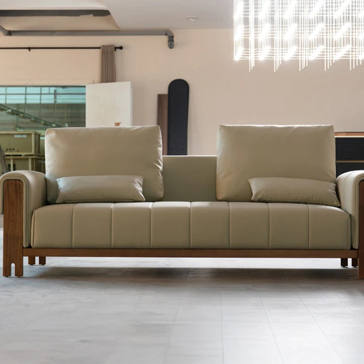 Stylish Black Walnut Faux Leather Sofa with Plush Cushions for Modern Living Rooms fzgf-3106