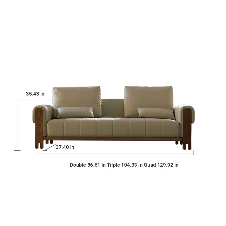 Stylish Black Walnut Faux Leather Sofa with Plush Cushions for Modern Living Rooms fzgf-3106