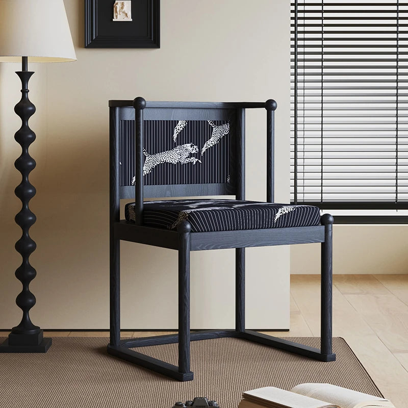 Stylish Ash Wood Chair with Faux Leather and Cotton-Linen Cushion – Perfect for Home or Office Decor fzgf-3109