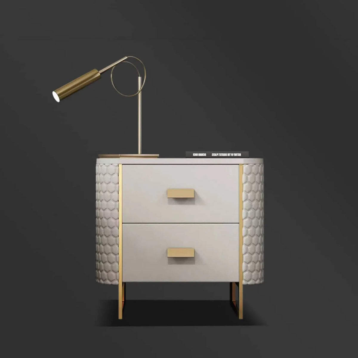 Luxurious Faux Leather Nightstand with Modern Gold Accents fzyhs-2735