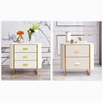 Luxurious Faux Leather Nightstand with Modern Gold Accents fzyhs-2735
