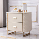 Luxurious Faux Leather Nightstand with Modern Gold Accents fzyhs-2735