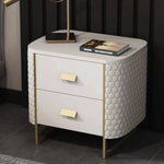 Luxurious Faux Leather Nightstand with Modern Gold Accents fzyhs-2735