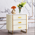 Luxurious Faux Leather Nightstand with Modern Gold Accents fzyhs-2735