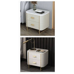 Luxurious Faux Leather Nightstand with Modern Gold Accents fzyhs-2735