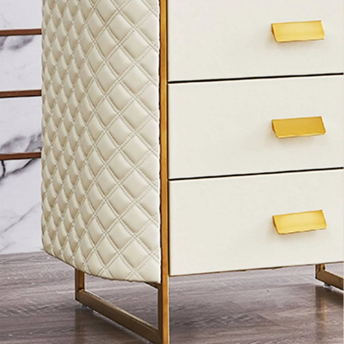 Luxurious Faux Leather Nightstand with Modern Gold Accents fzyhs-2735