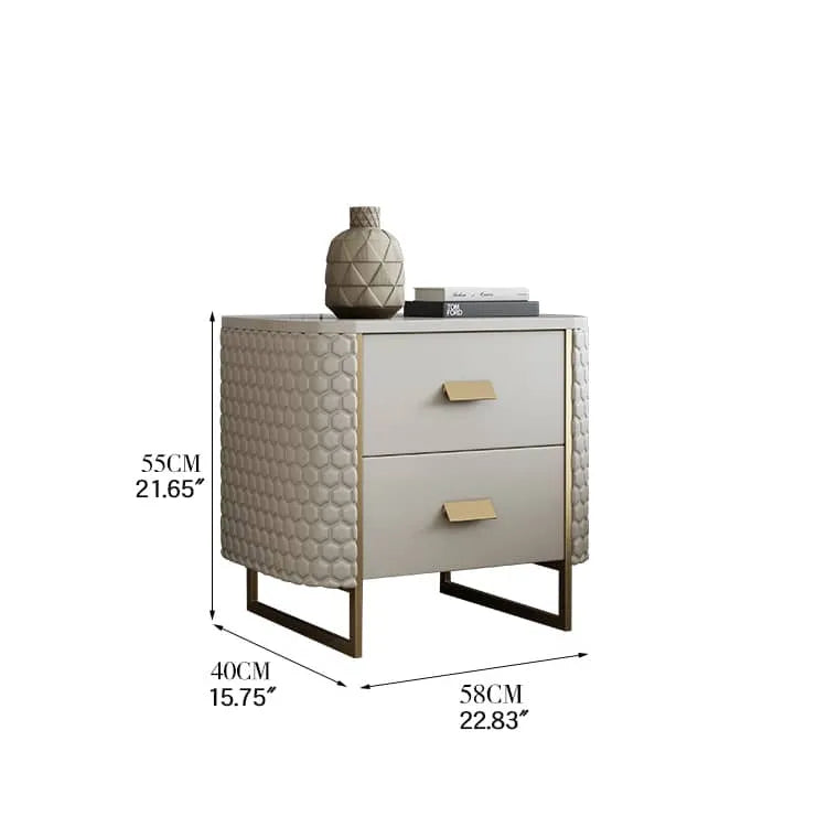 Luxurious Faux Leather Nightstand with Modern Gold Accents fzyhs-2735