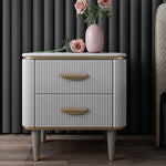 Luxury Solid Wood Nightstand with Marble Top - Elegant Bedroom Accent Piece fzyhs-2736