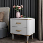 Luxury Solid Wood Nightstand with Marble Top - Elegant Bedroom Accent Piece fzyhs-2736