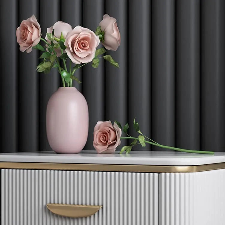 Luxury Solid Wood Nightstand with Marble Top - Elegant Bedroom Accent Piece fzyhs-2736