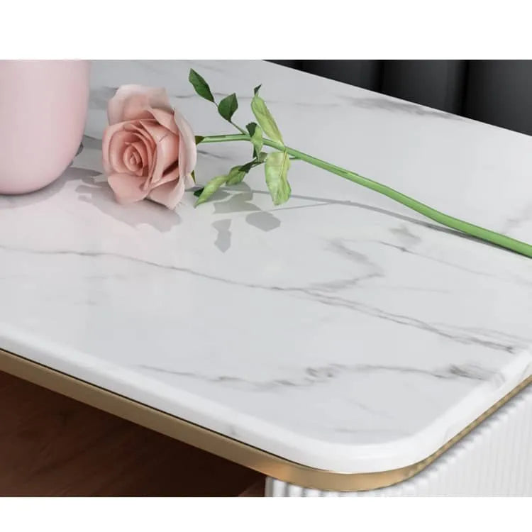 Luxury Solid Wood Nightstand with Marble Top - Elegant Bedroom Accent Piece fzyhs-2736