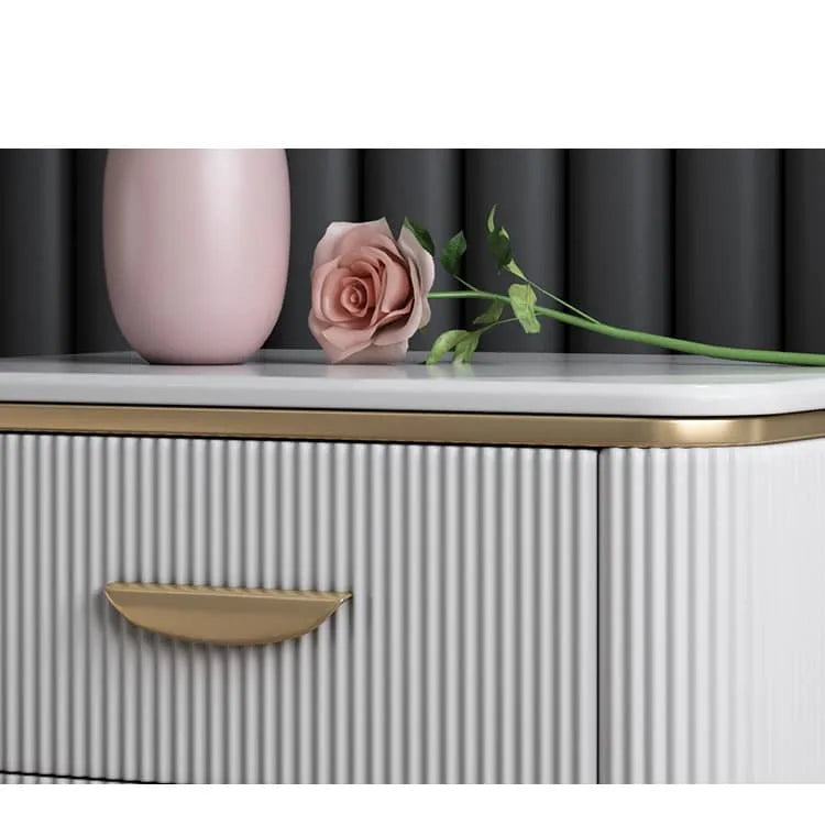 Luxury Solid Wood Nightstand with Marble Top - Elegant Bedroom Accent Piece fzyhs-2736