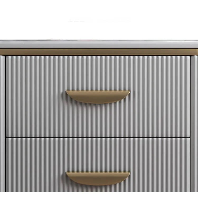 Luxury Solid Wood Nightstand with Marble Top - Elegant Bedroom Accent Piece fzyhs-2736