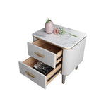 Luxury Solid Wood Nightstand with Marble Top - Elegant Bedroom Accent Piece fzyhs-2736